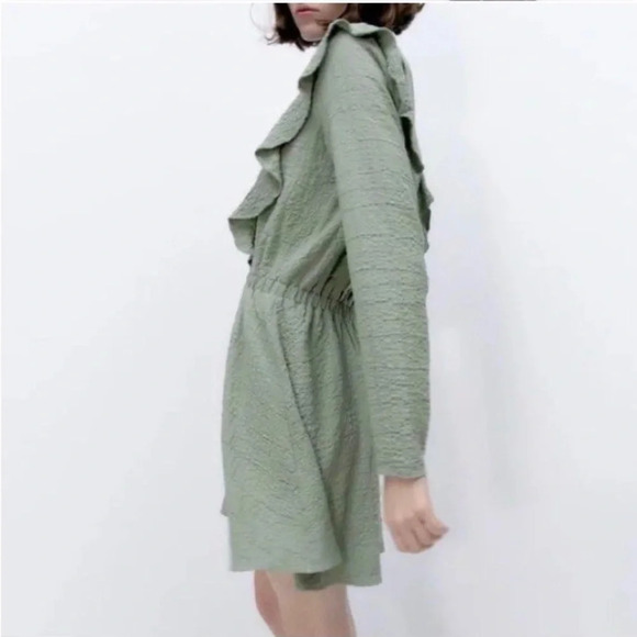 Zara Dress Sz XS Green Mini Babydoll Coquette - Picture 3 of 9